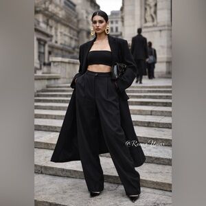 Max Mara Wide-Leg Wool Trousers – Classic Pinstripe Elegance